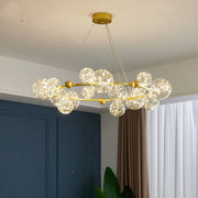 Gold Glass 12-Bubble Chandelier Chrome Finish