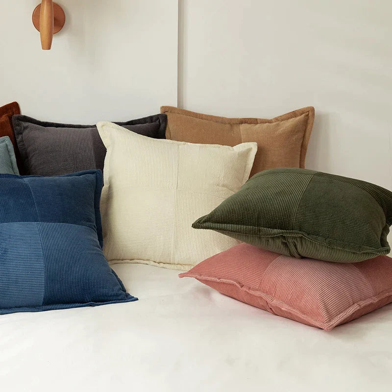 DecorBites™ Corduroy Pillow Cover 45x45cm Modern Soft Solid Cushion for Home Sofa Bed