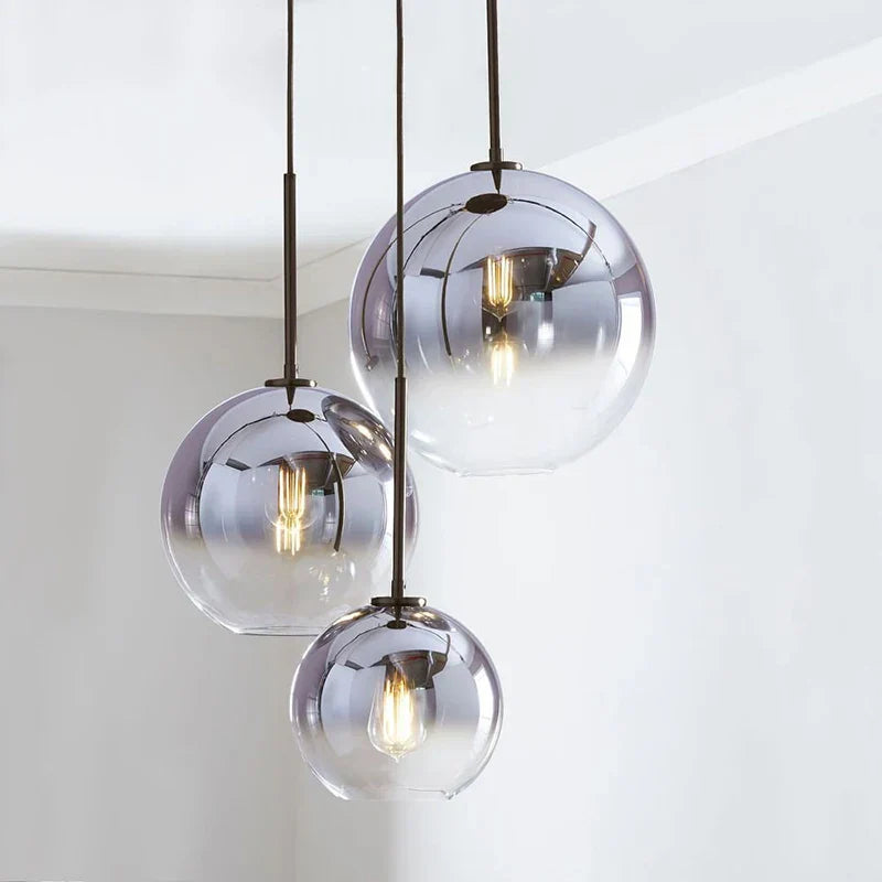 DecorBites™ Gradient Glass Ball Chandelier LED E27 Lamp for Hotel, Bar, and Bedroom