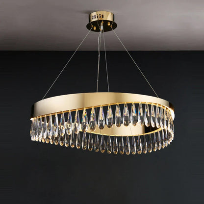 DecorBites™ Crystal Stainless Steel LED Chandelier for Foyer
