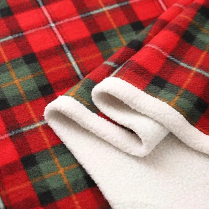DecorBites™ Cozy Coral Fleece Plaid Blanket - Soft & Warm Flannel Bedspread