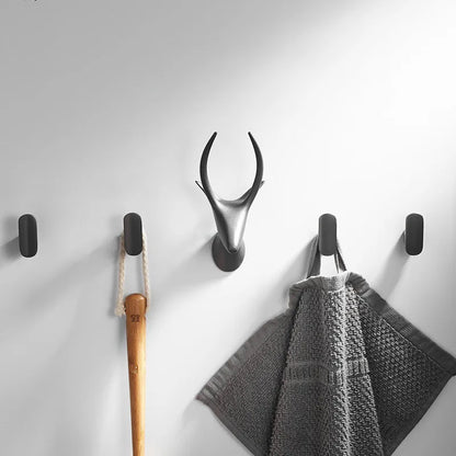 DecorBites™ Gun Grey Robe Hooks: Wall Mount Towel Hanger for Bathroom, Clothes, Hat, Coat