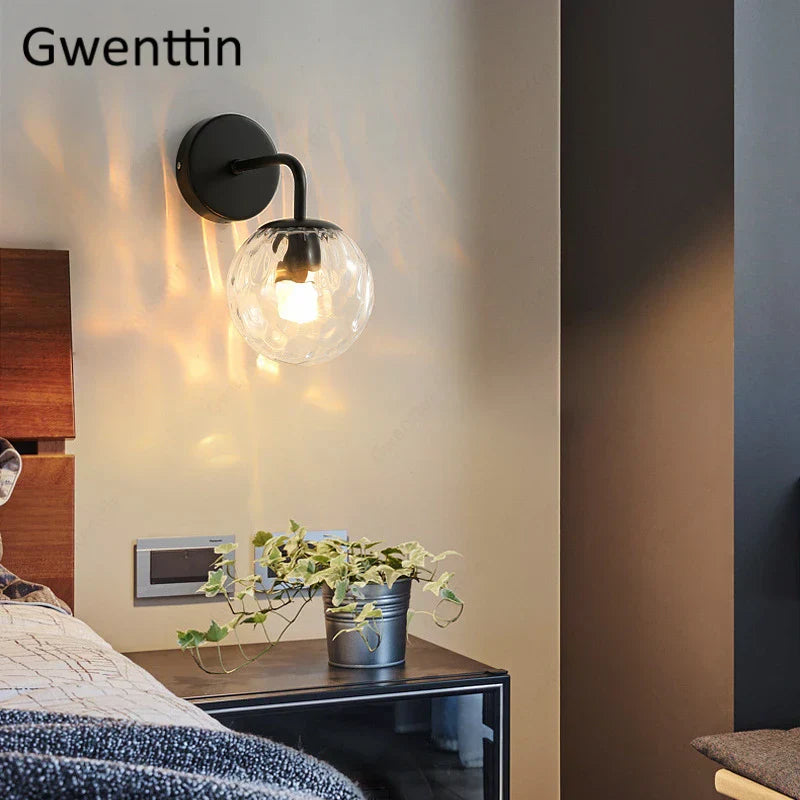 Gold Glass Ball Mirror Sconce
