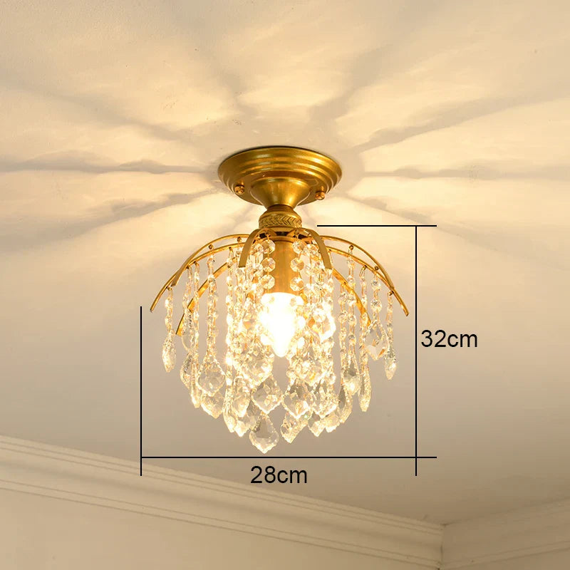 DecorBites™ Gold Crystal Round Ceiling Chandelier for Living Room LED Light Fixtures