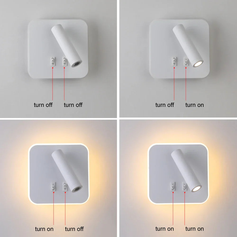 DecorBites™ Adjustable 10W Wall Light Sconce Lamp with Switch - Hotel Bedroom Study Reading