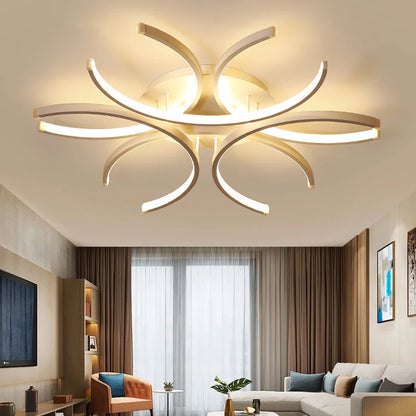 Led Chandelier Lights White Modern Ceiling Lamp Bedroom Circle Attic Living Dining Room Kitchen Interior Light Fixture
