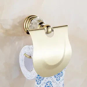DecorBites™ Gold Crystal Bathroom Accessories Set: Luxe Brass Bath Hardware Wall Mount Collection