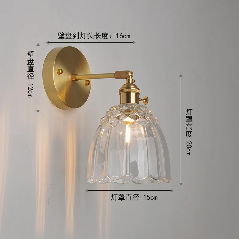 Copper Glass LED Sconce Japanese Style Stairway