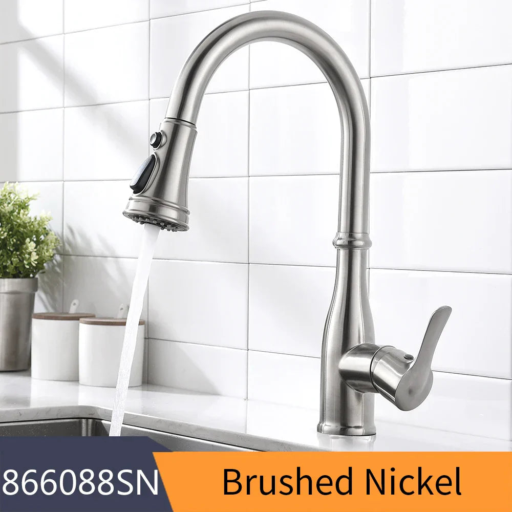 Gold Pull-Out Kitchen Faucet With Smooth Operation