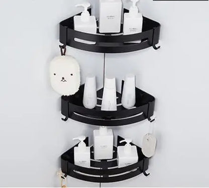 DecorBites™ Black Aluminum Bathroom Corner Shelf Wall Mounted