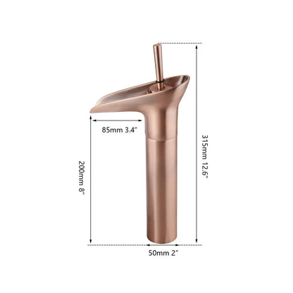 DecorBites™ Golden Waterfall Bathroom Faucet Mixer Tap Tall Sink Deck Mounted