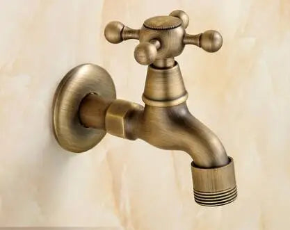 DecorBites™ Dragon Carved Antique Brass Garden Bibcocks Single Cold Tap for Outdoor ★