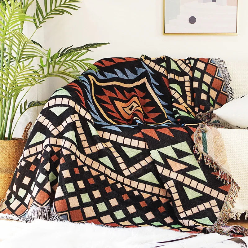 Nordic Plaid Knitted Blanket