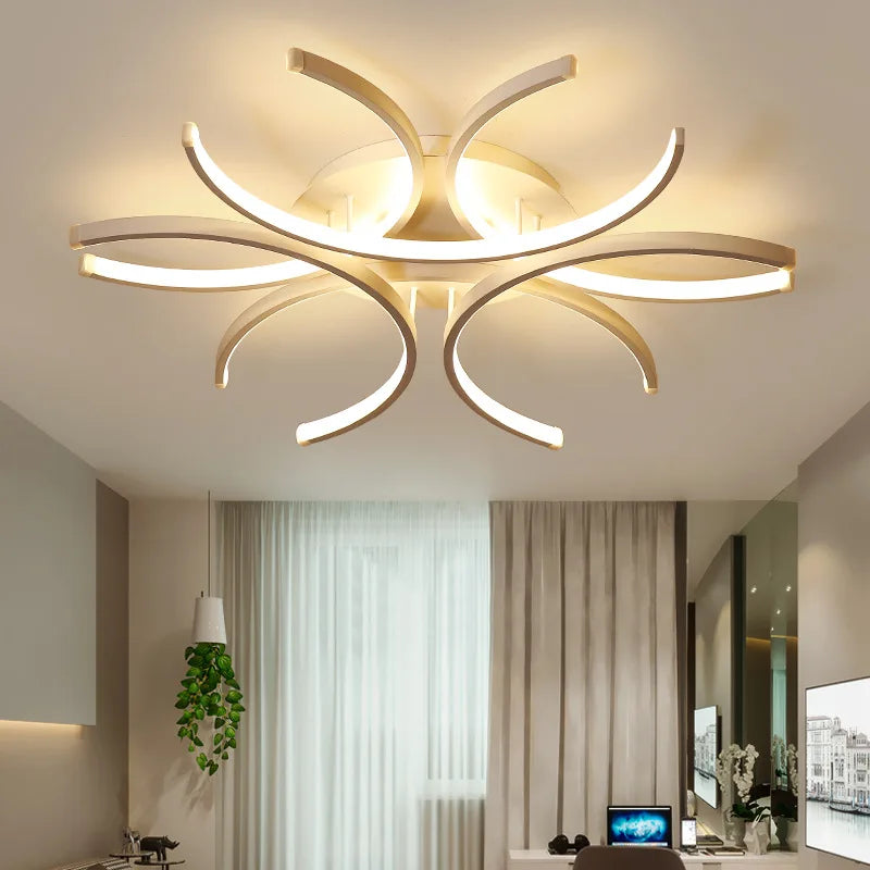 Led Chandelier Lights White Modern Ceiling Lamp Bedroom Circle Attic Living Dining Room Kitchen Interior Light Fixture