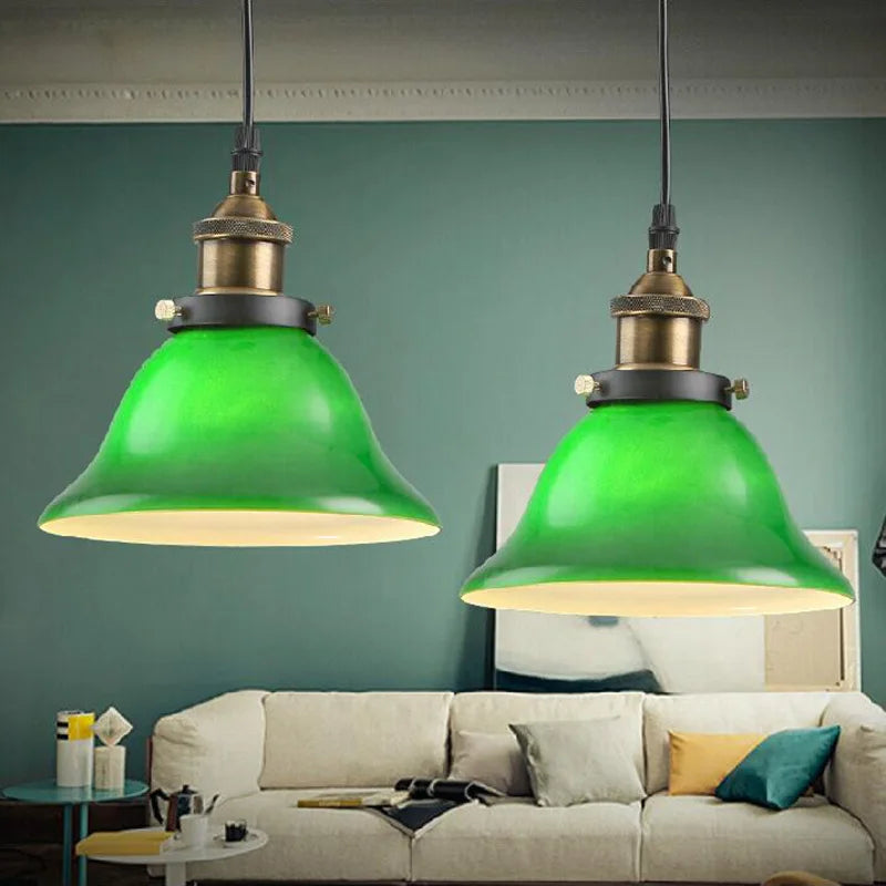 Green Glass Industrial Lamp