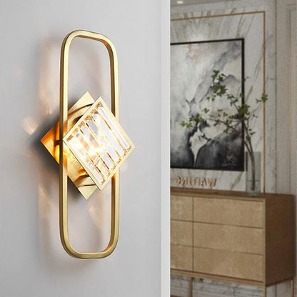 DecorBites™ Crystal Gold Wall Lamp | Modern Minimalist LED Indoor Lighting for Living Room & Bedroom