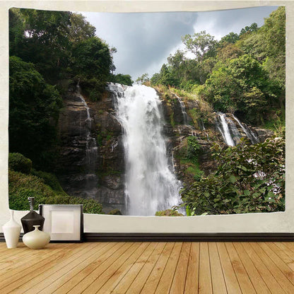 DecorBites™ Forest Waterfall Art Tapestry: Boho Hippie Decor Yoga Mat Sofa Blanket