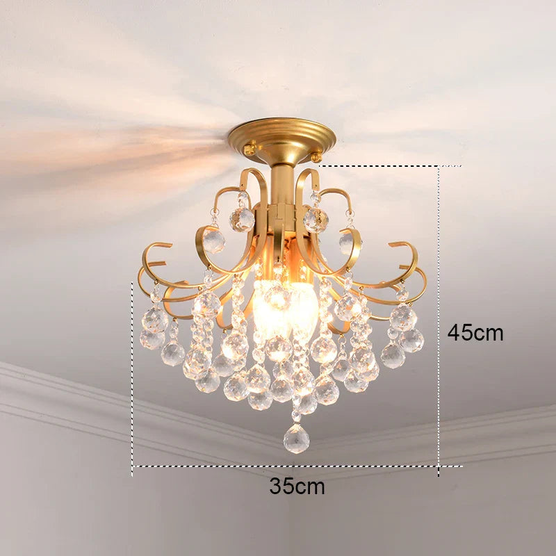 DecorBites™ Gold Crystal Round Ceiling Chandelier for Living Room LED Light Fixtures