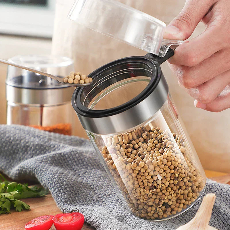 DecorBites™ Glass Seasoning Pot with PP Lid Kitchen Supplies