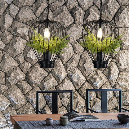 DecorBites™ Green Planting Birdcage Chandelier: Retro Industrial Style Pendant Lamp
