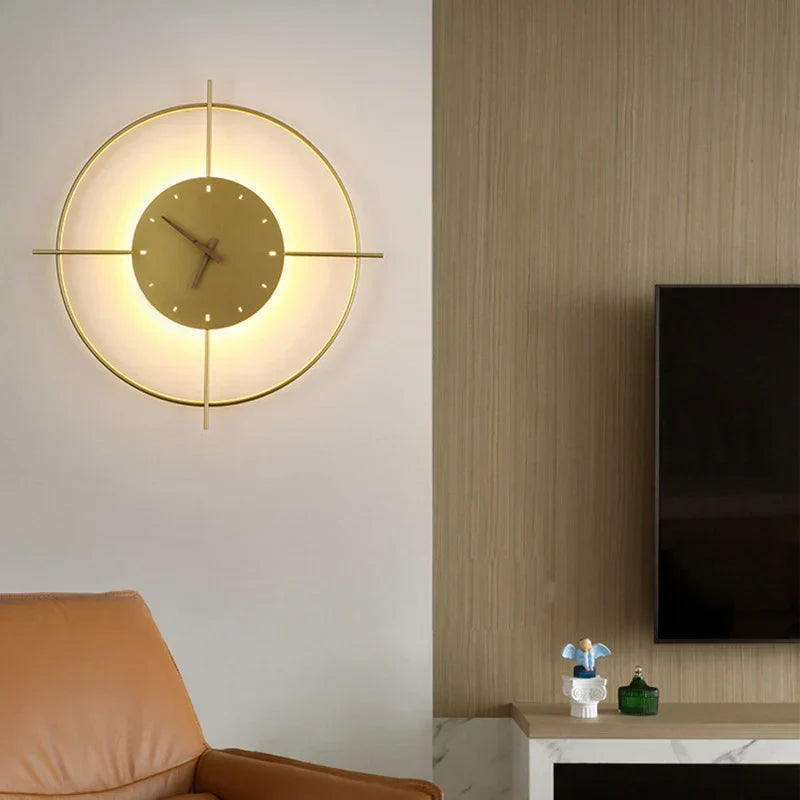 DecorBites™ Golden Clock LED Wall Lamp 11W for Home Living Room Bedroom Decor