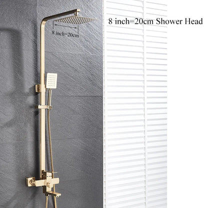 DecorBites™ Gold Wall Mounted Bathroom Shower System Kit with 4-way Mixer