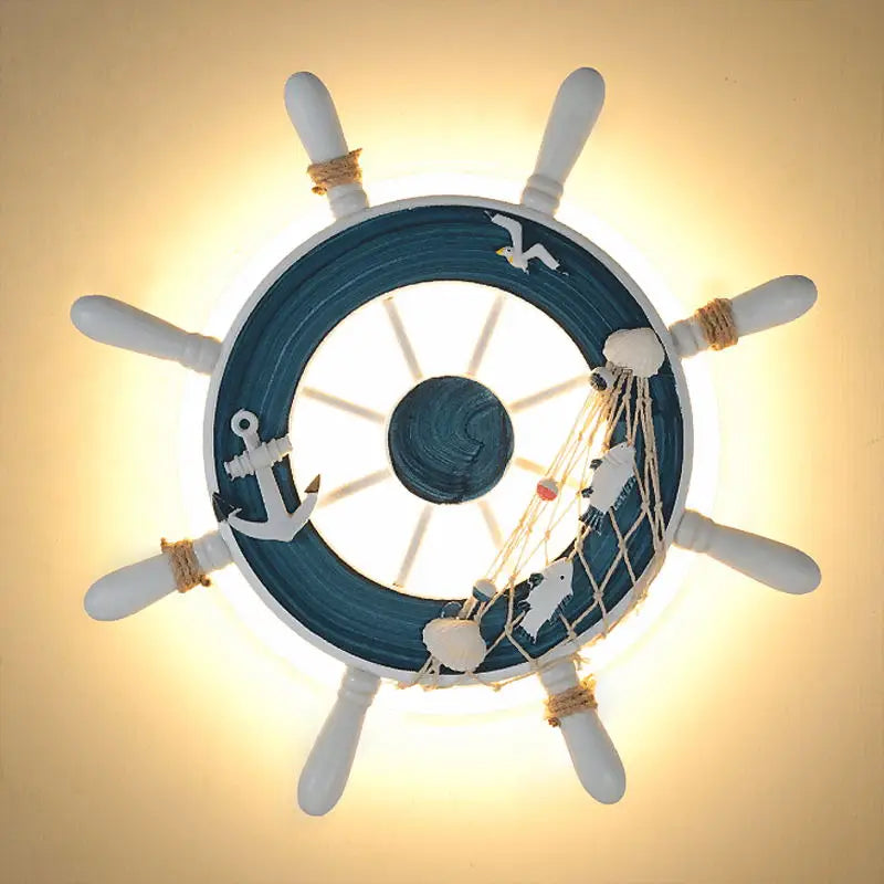Blue Ship Rudder Wall Light