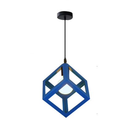 DecorBites™ Geometric Cube Pendant Lights Trio Metal Shades Square Ceiling Lamps