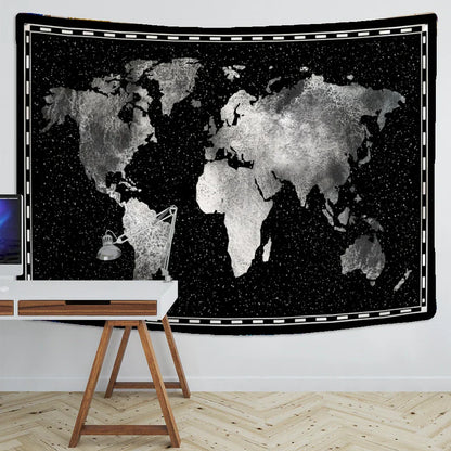DecorBites™ Geometric World Map Tapestry Wall Hanging: 3D Print Decor Yoga Mat Sleeping Pad