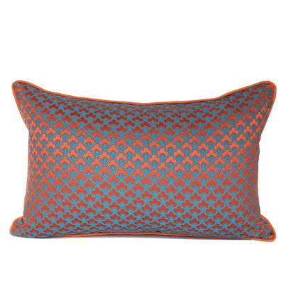 DecorBites™ Geometric Blue & Red Jacquard Waist Pillow Case for Modern Luxury Décor