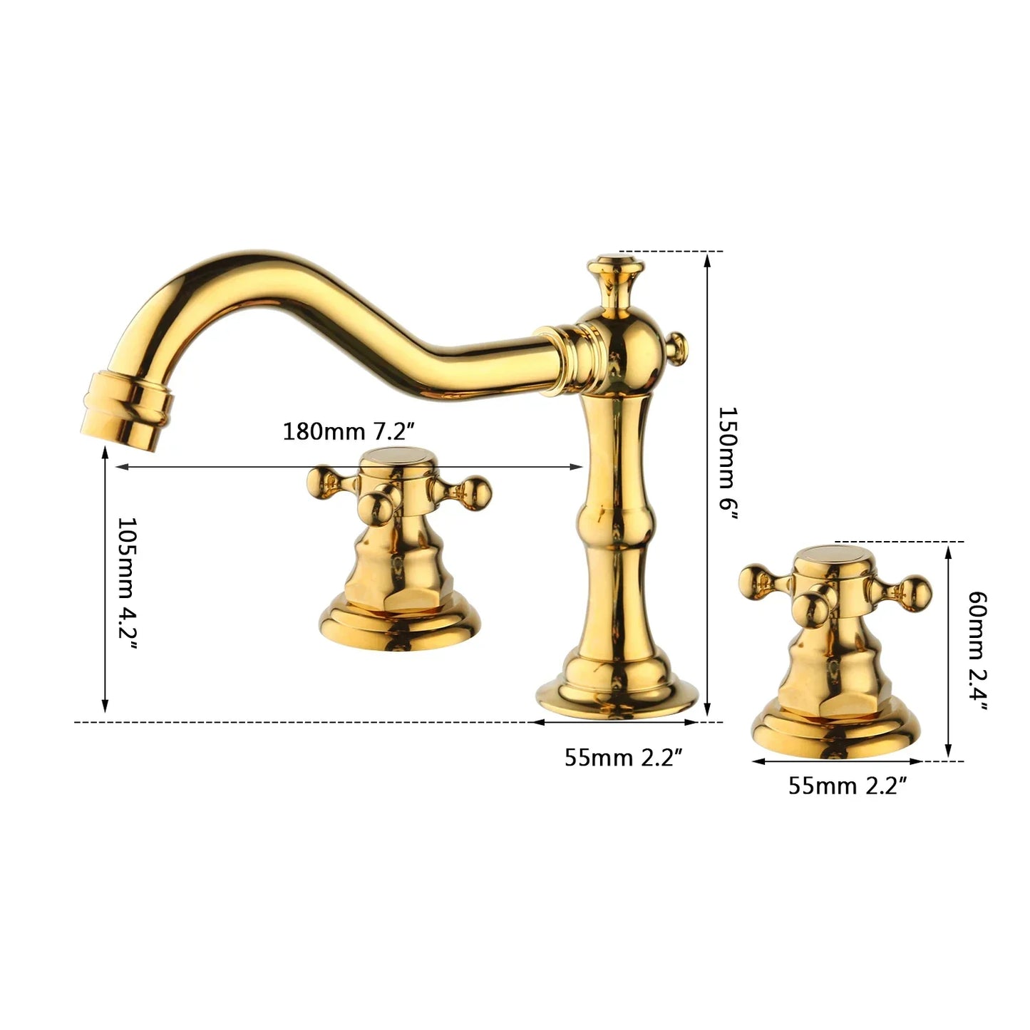 DecorBites™ Dual Handle Basin Faucet in Chrome Solid Brass with Antique Black Finish