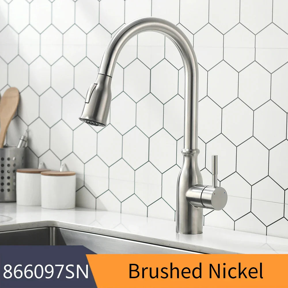 Gold Pull-Out Kitchen Faucet With Smooth Operation