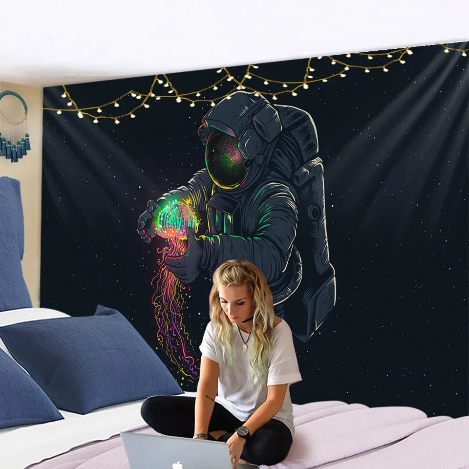 Astronaut Boho Tapestry Wall Hanging