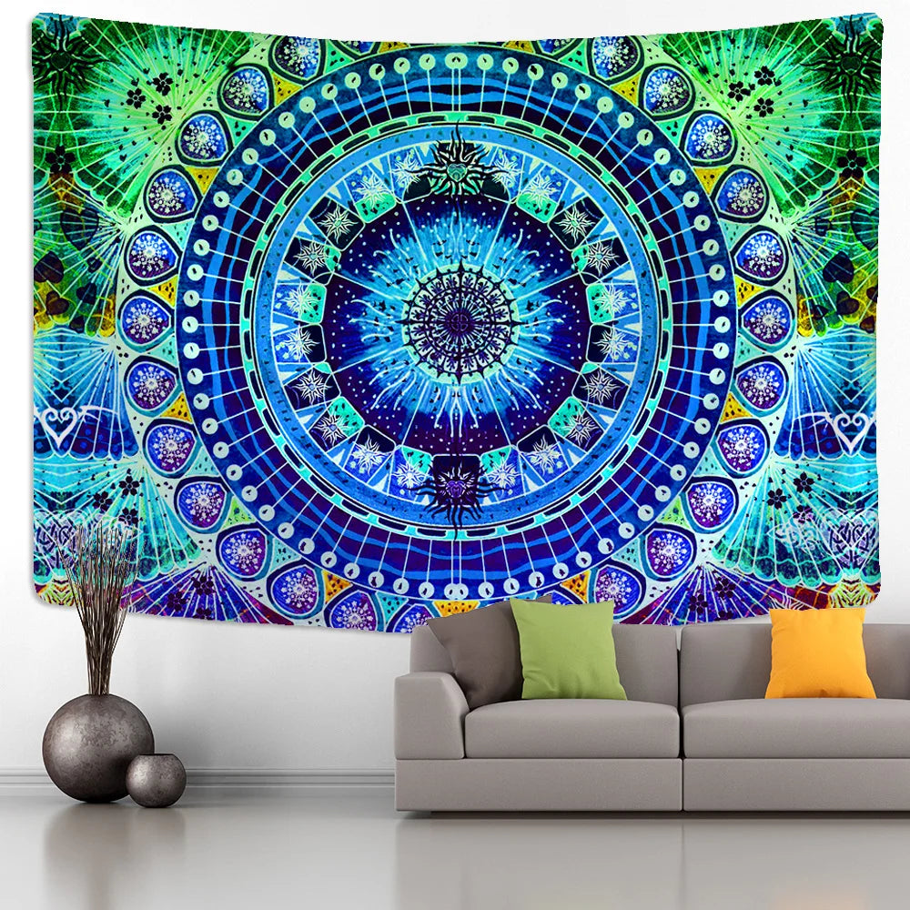 DecorBites™ Grey Mandala Carpet Tapestry Wall Hanging Decor Hippie Yoga Mat Tapestries