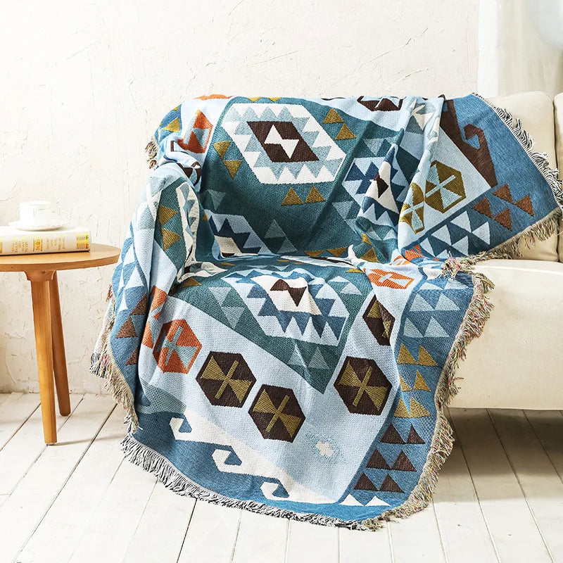 Nordic Plaid Knitted Blanket