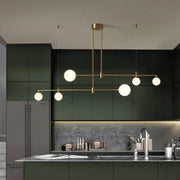 Gold Copper Glass Ball Chandelier 6-Head