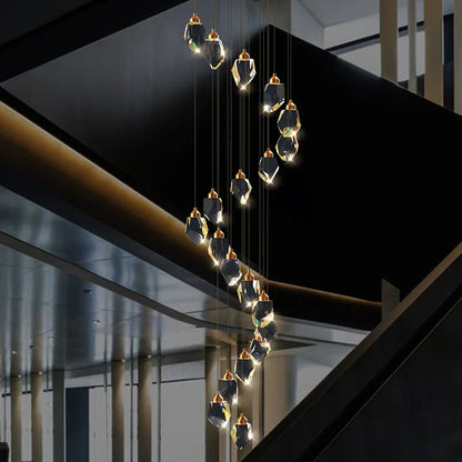 DecorBites™ Crystal Diamond Chandelier for Duplex Building Stairwell Loft Pendant Lighting