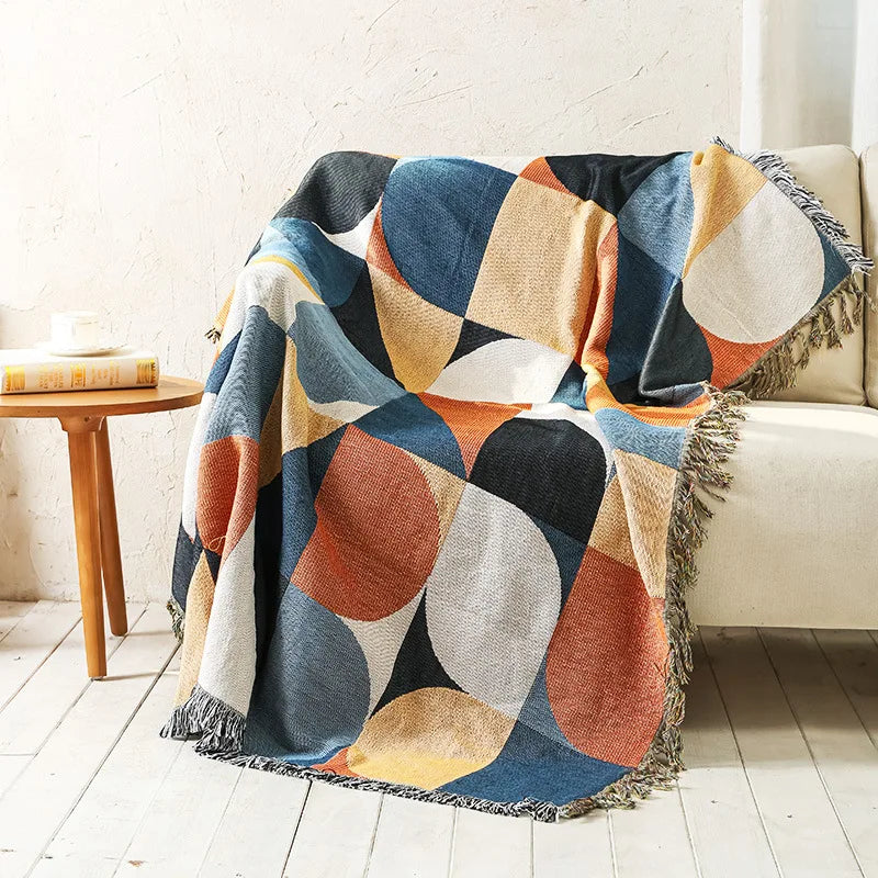 Nordic Plaid Knitted Blanket