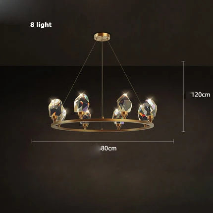 DecorBites™ Crystal Copper Round Chandelier: Elegant LED Suspension Lamp for Dinning Room