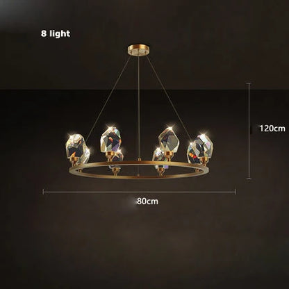 DecorBites™ Crystal Copper Round Chandelier: Elegant LED Suspension Lamp for Dinning Room
