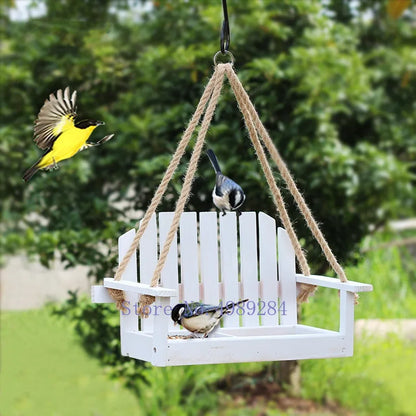 DecorBites™ Bird Feeder Chair: Outdoor Garden Patio Decoration with Wooden Design