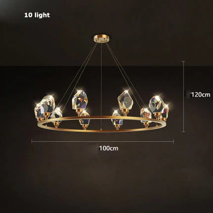 DecorBites™ Crystal Copper Round Chandelier: Elegant LED Suspension Lamp for Dinning Room