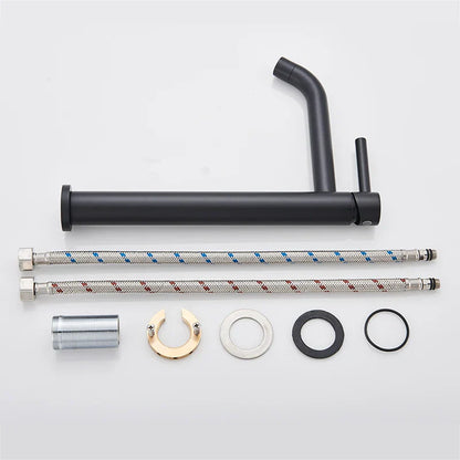 DecorBites™ Black Deck Mounted Basin Mixer Tap | Hot Cold Water Faucet for Bathroom Basin