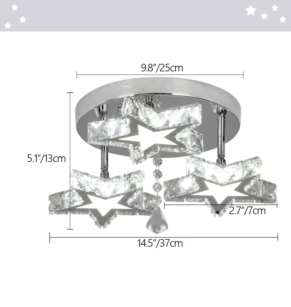 DecorBites™ Crystal Stars LED Pendant Chandelier for Modern Living Dining Room Decor