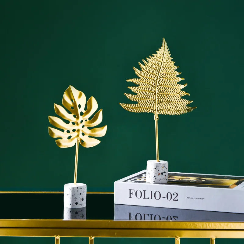 Gold Leaf Marble Sculpture