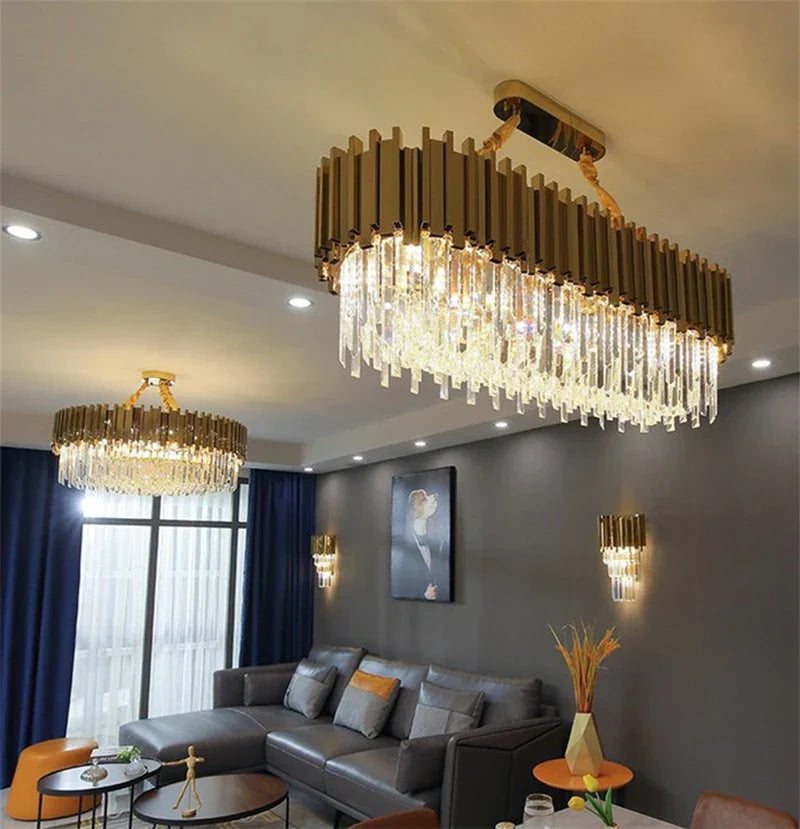 Gold Crystal Dining Chandelier K9 Round 80cm
