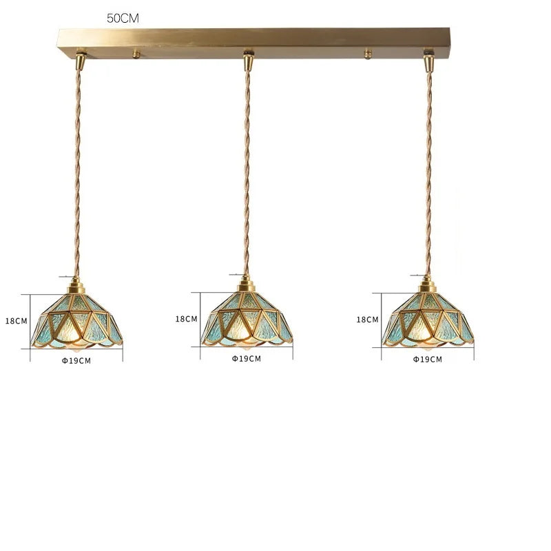 DecorBites™ Japanese Vintage Glass Copper LED Pendant Lamp for Bedroom, Bar, Cafe