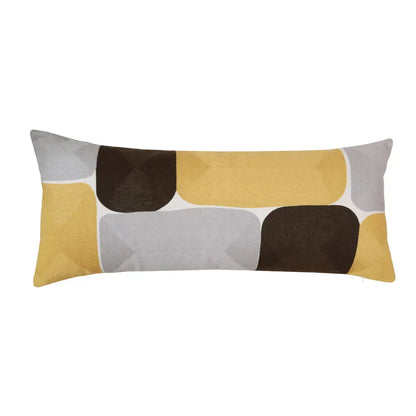 DecorBites™ Geometric Embroidery Pillow Cover 45x45cm/30x50cm Yellow Pink Abstract Design