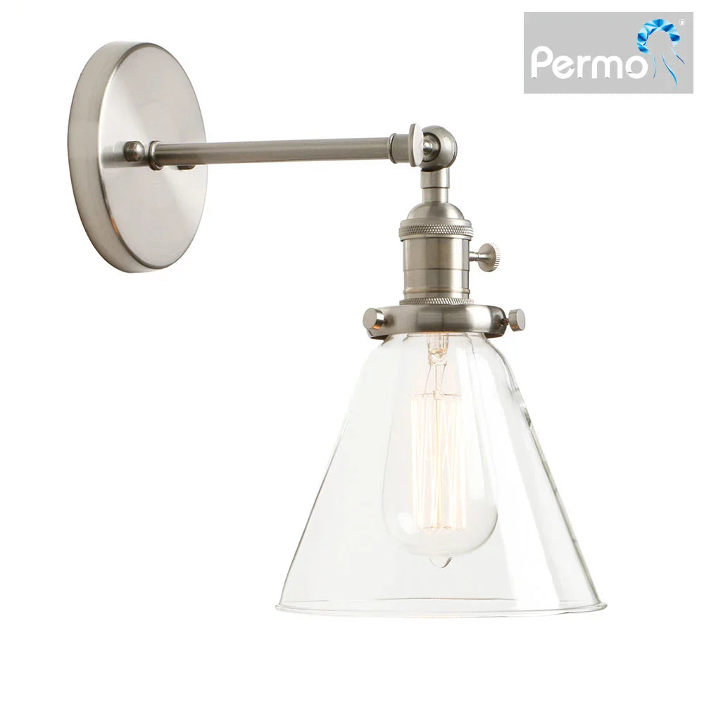 DecorBites™ Funnel Glass Wall Lamp E27 Sconce Modern Bedroom Light Fixtures