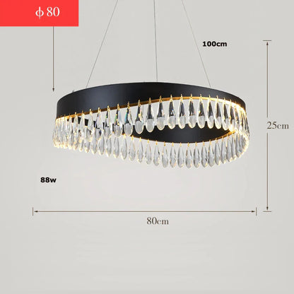DecorBites™ Golden Crystal Stainless Steel Chandelier for Dining Room